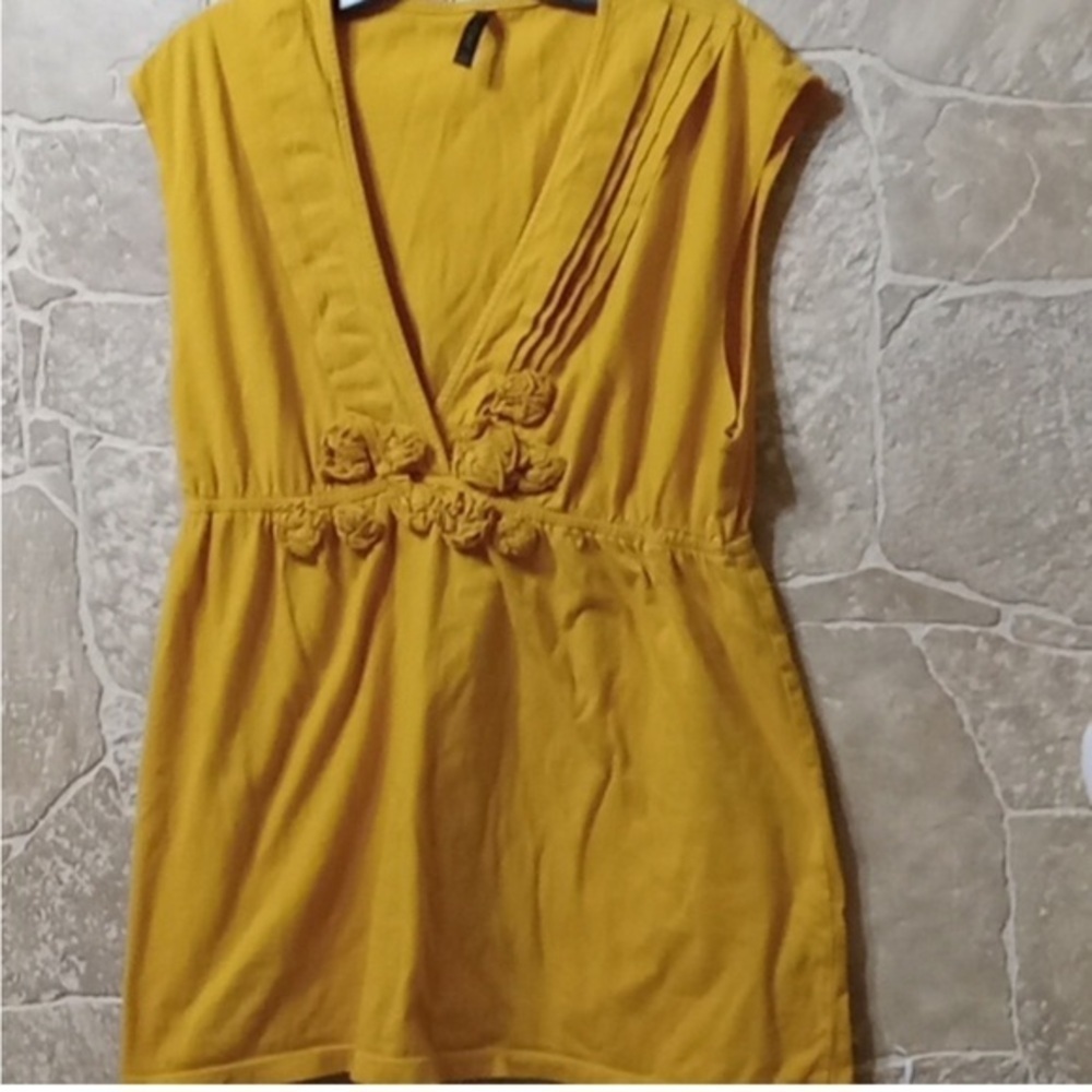Massini Bohemian Yellow Sleeveless Cotton Top SKU238
